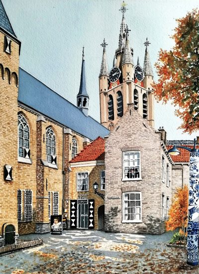 #172 Sint Agathaplein Watercolor 30x40 cm